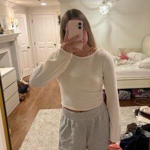 Holister Reversible White Long Sleeve Top